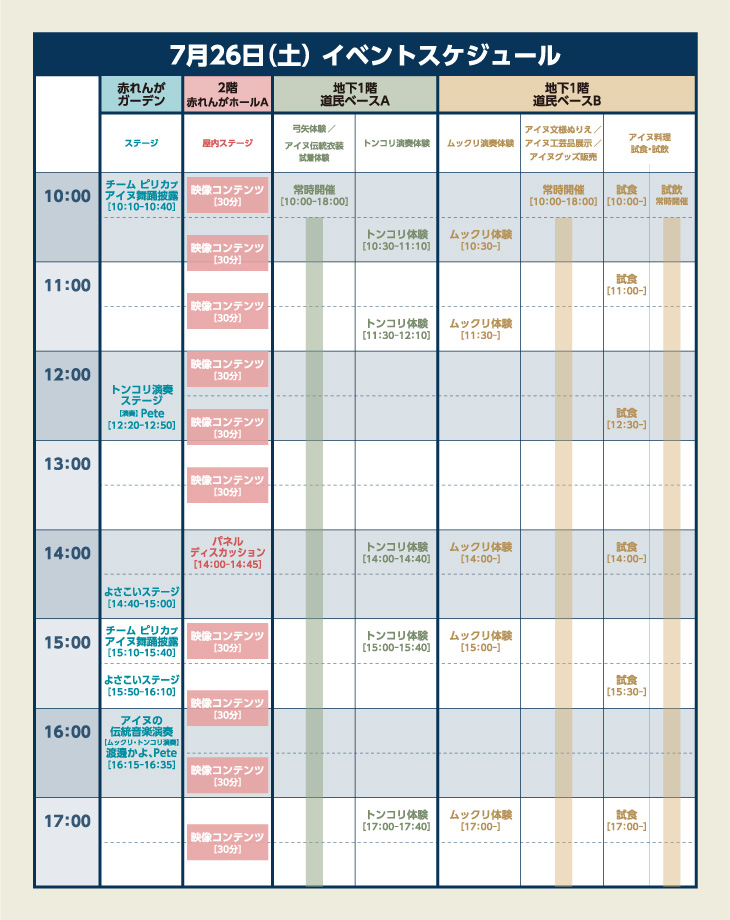 晴れの日のスケジュール表　7月26日